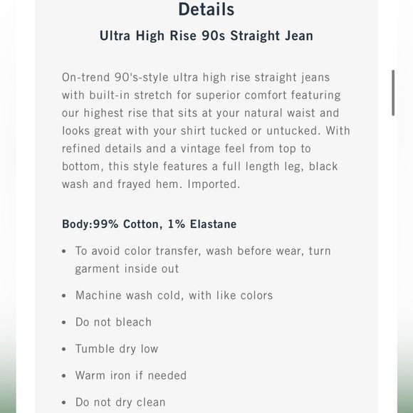 Abercrombie & Fitch The 90’s Straight Ultra High Rise Washed Black - Picture 3 of 9